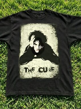 Y2K grunge The Cure band graphic T-shirt, black, unisex.